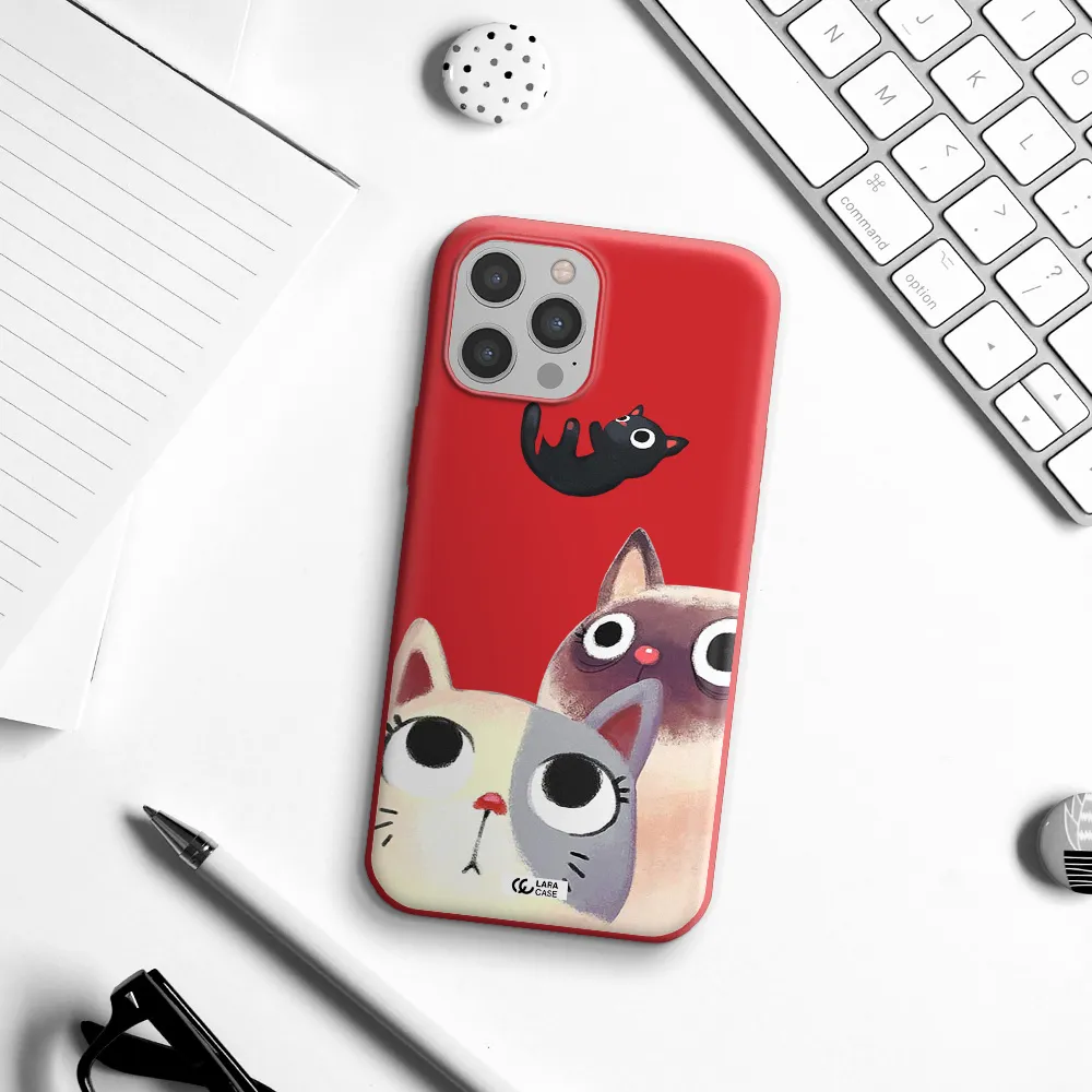Falling Kitten Watercolor Apple iPhone 12 pro Silicone Imperial Red Case