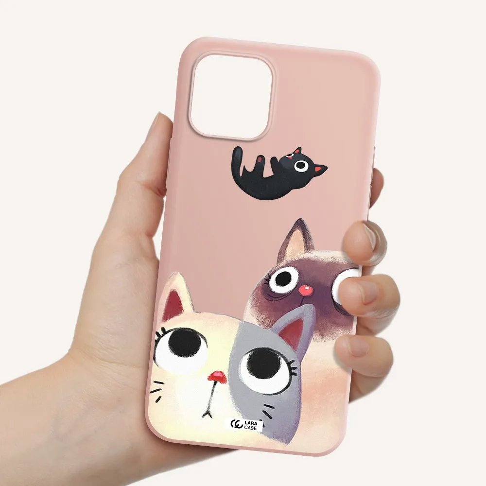 Falling Kitten Watercolor Apple iPhone 12 Silicone pastel pink Case