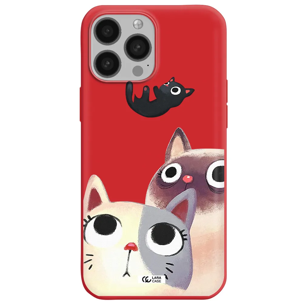 Falling Kitten Watercolor Apple iPhone 13 Pro Max Silicone Imperial Red Case
