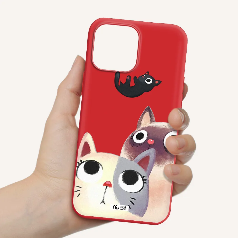 Falling Kitten Watercolor Apple iPhone 13 Pro Max Silicone Imperial Red Case