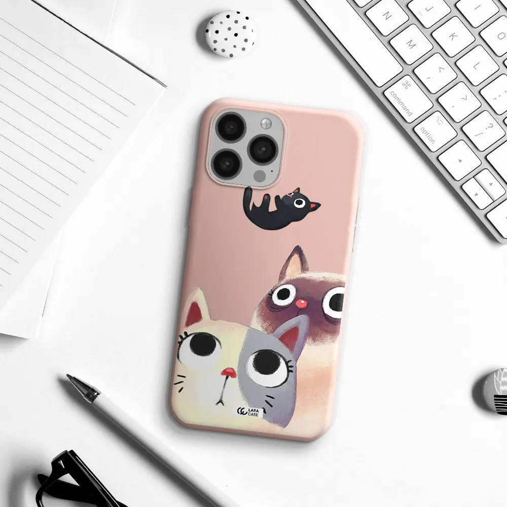 Falling Kitten Watercolor Apple iPhone 13 Pro Max Silicone pastel pink Case