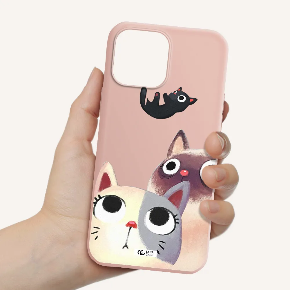 Falling Kitten Watercolor Apple iPhone 13 Pro Silicone pastel pink Case