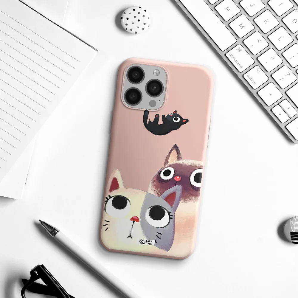 Falling Kitten Watercolor Apple iPhone 13 Pro Silicone pastel pink Case