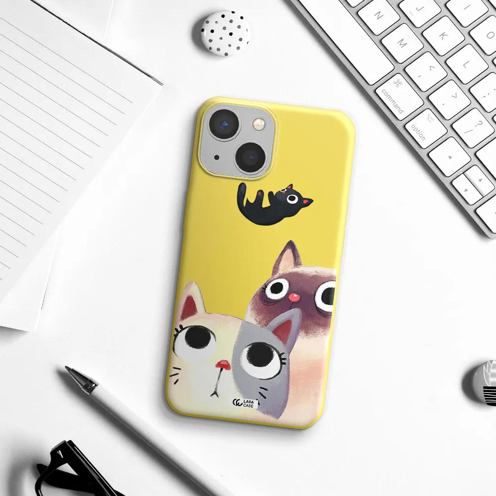 Falling Kitten Watercolor Apple iPhone 13 Silicone canary yellow Case