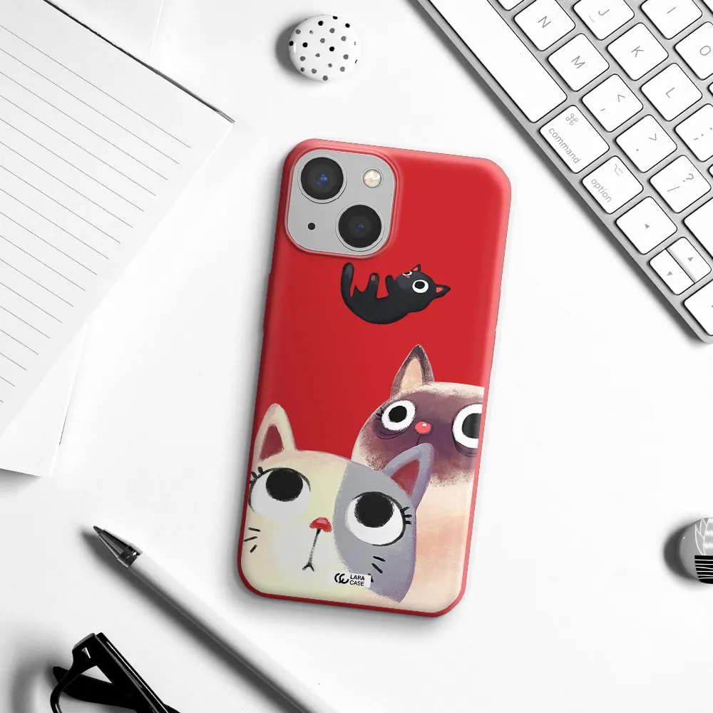 Falling Kitten Watercolor Apple iPhone 13 Silicone Imperial Red Case