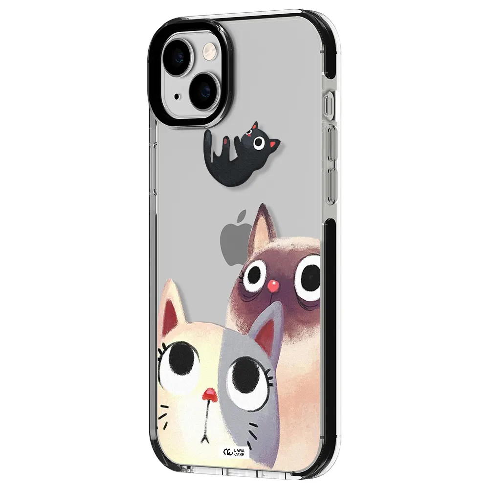 Falling Kitten Watercolor Apple iPhone 14 plus impact black border Case