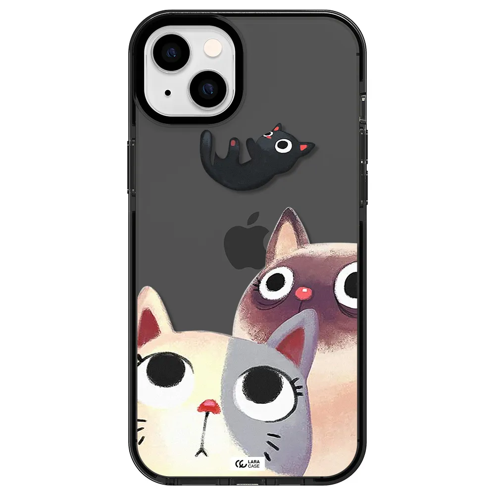 Falling Kitten Watercolor Apple iPhone 14 plus impact Smoke Black Case