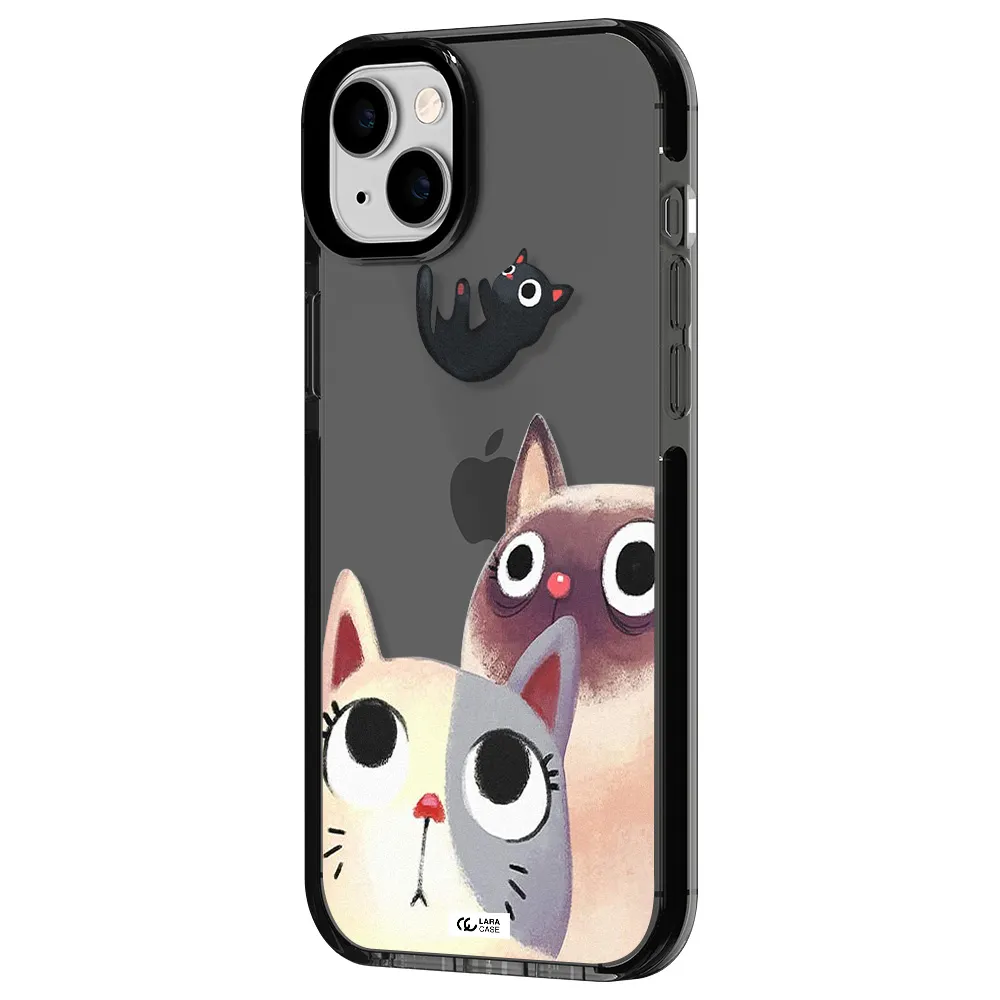 Falling Kitten Watercolor Apple iPhone 14 plus impact Smoke Black Case