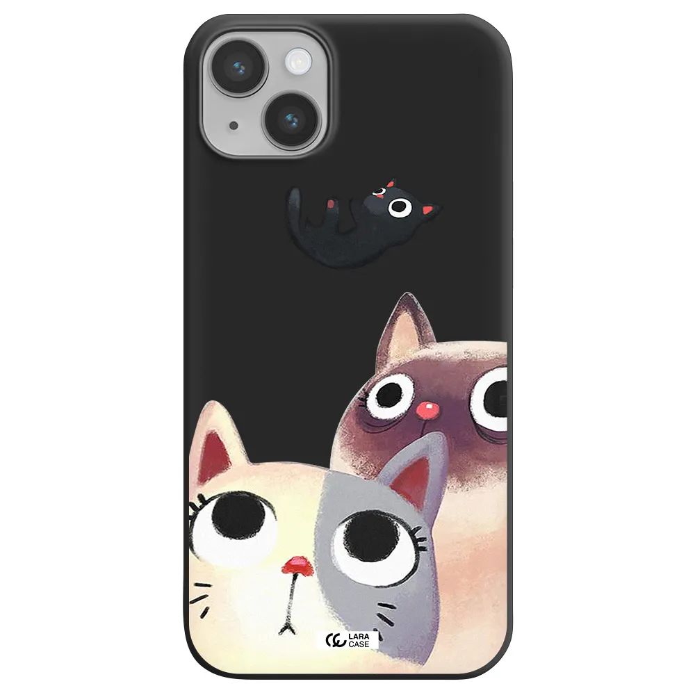 Falling Kitten Watercolor Apple iPhone 14 plus Silicone black Case