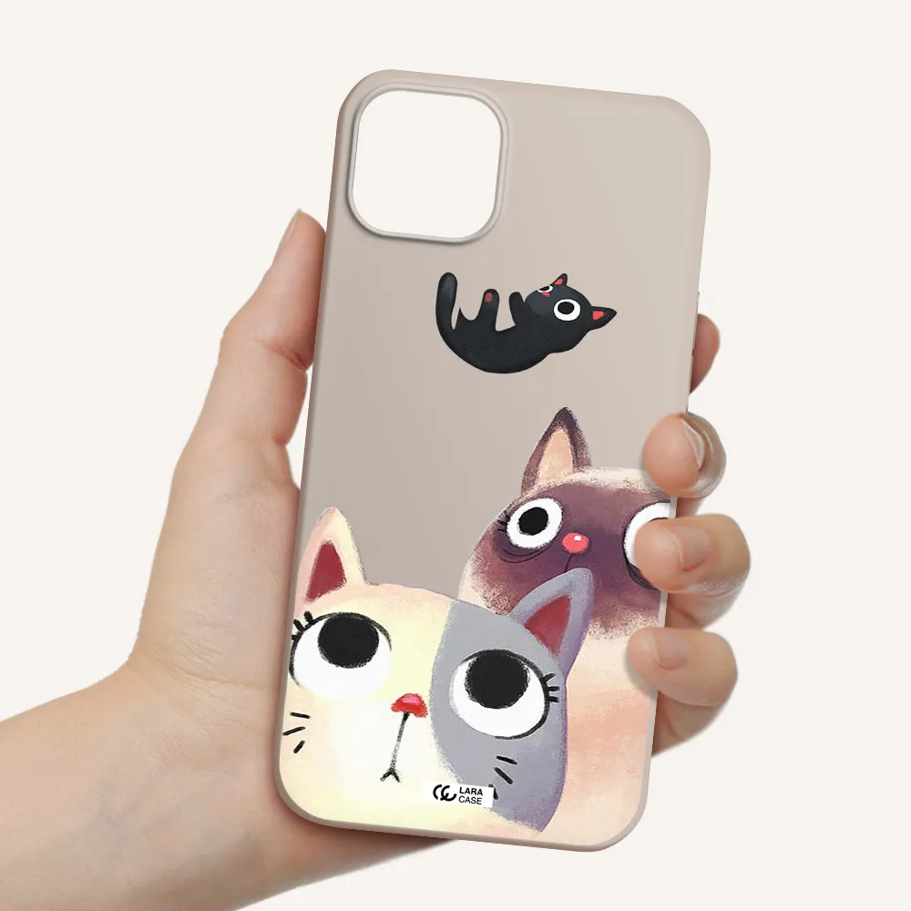 Falling Kitten Watercolor Apple iPhone 14 plus Silicone Stone Case