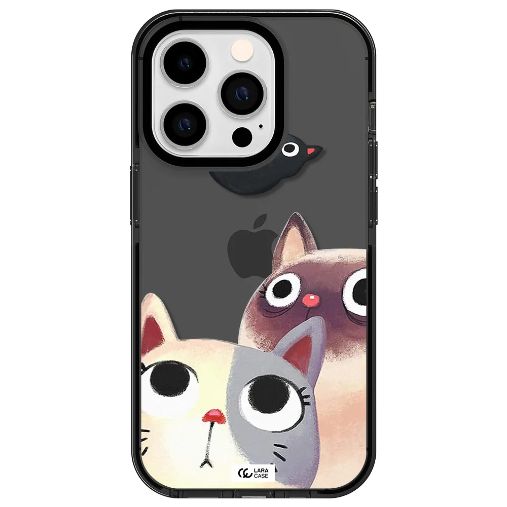 Falling Kitten Watercolor Apple iPhone 14 pro impact Smoke Black Case