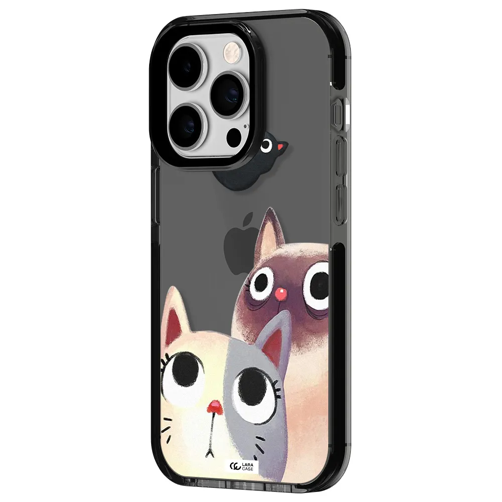Falling Kitten Watercolor Apple iPhone 14 pro impact Smoke Black Case