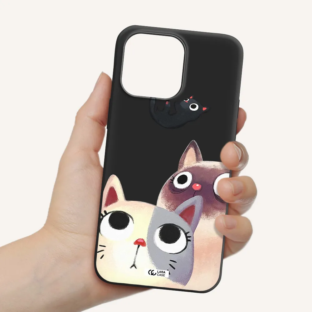 Falling Kitten Watercolor Apple iPhone 14 pro max Silicone black Case