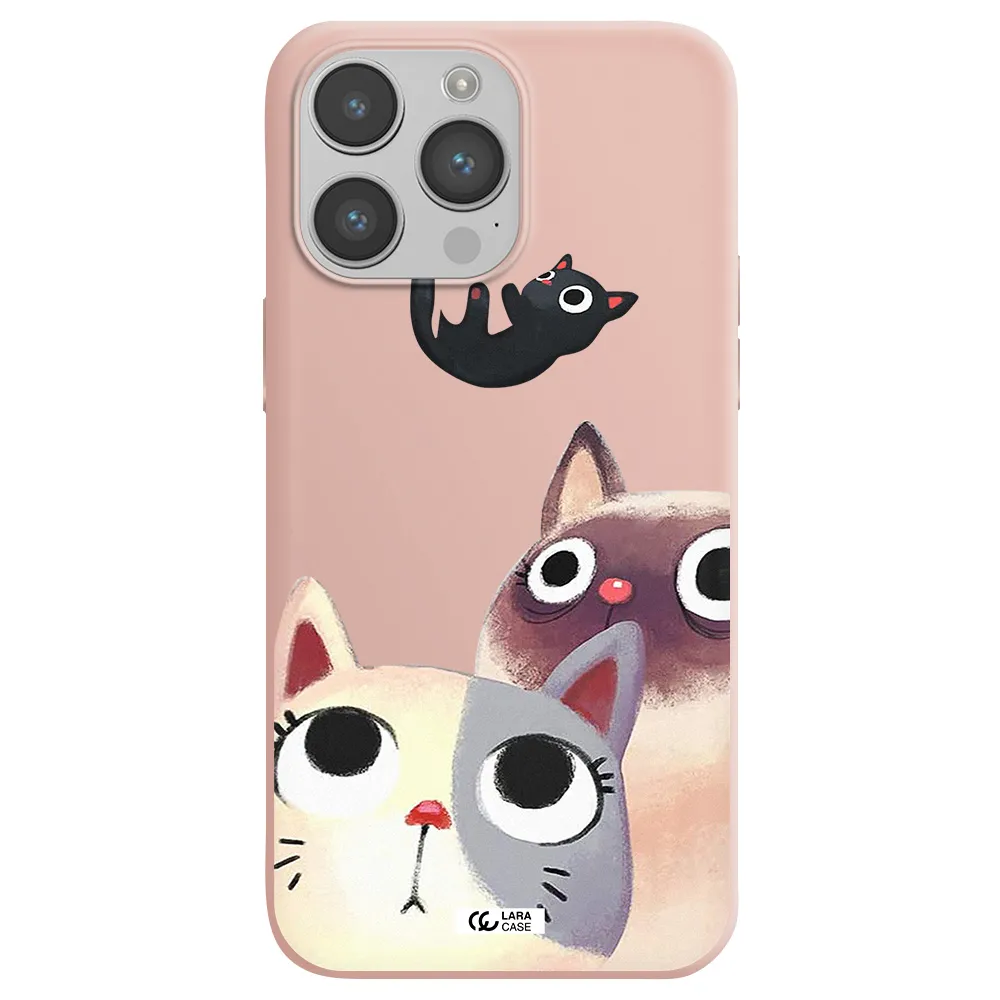 Falling Kitten Watercolor Apple iPhone 14 pro Silicone pastel pink Case