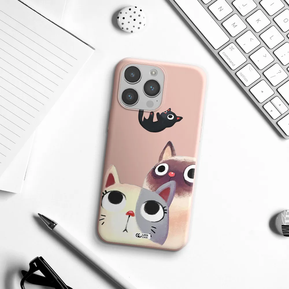 Falling Kitten Watercolor Apple iPhone 14 pro Silicone pastel pink Case