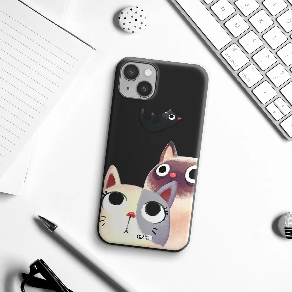 Falling Kitten Watercolor Apple iPhone 14 Silicone black Case