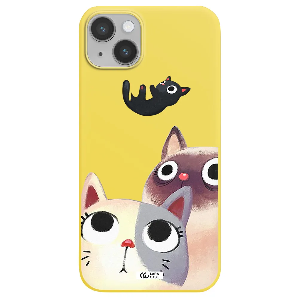 Falling Kitten Watercolor Apple iPhone 14 Silicone canary yellow Case