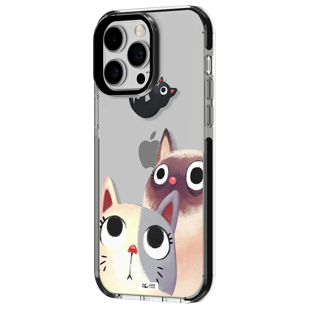 Falling Kitten Watercolor Apple iPhone 15 Pro Max impact black border Case