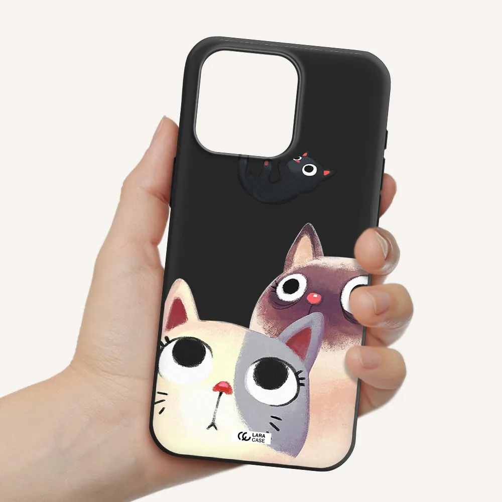 Falling Kitten Watercolor Apple Iphone 15 Pro max Silicone black Case