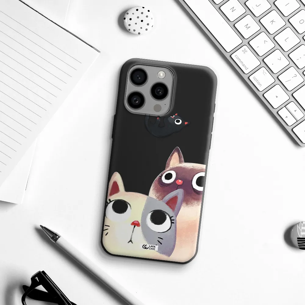 Falling Kitten Watercolor Apple Iphone 15 Pro max Silicone black Case