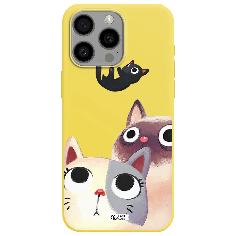 Falling Kitten Watercolor Apple Iphone 15 Pro max Silicone canary yellow Case