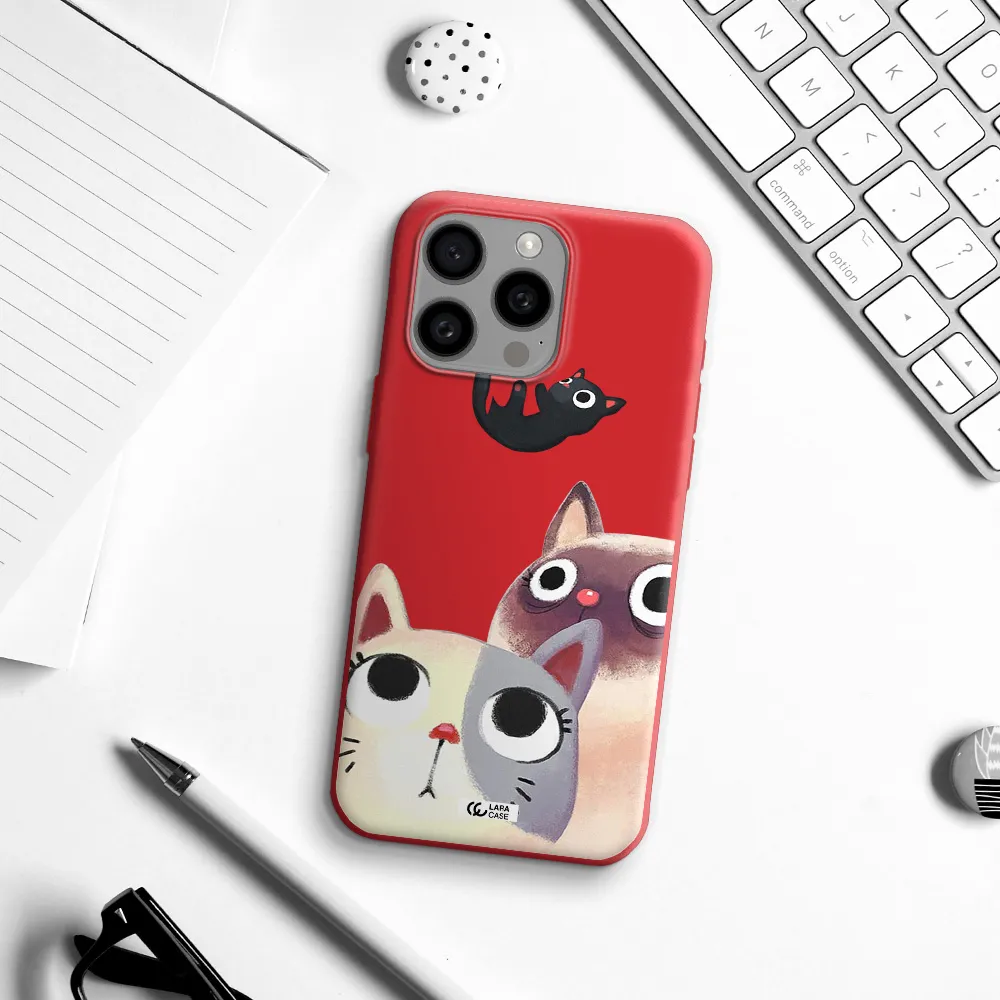 Falling Kitten Watercolor Apple Iphone 15 Pro Max Silicone Imperial Red Case