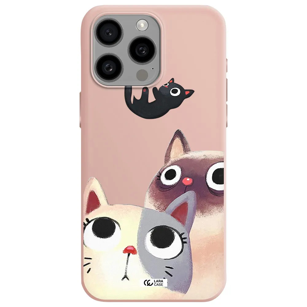 Falling Kitten Watercolor Apple Iphone 15 Pro max Silicone pastel pink Case