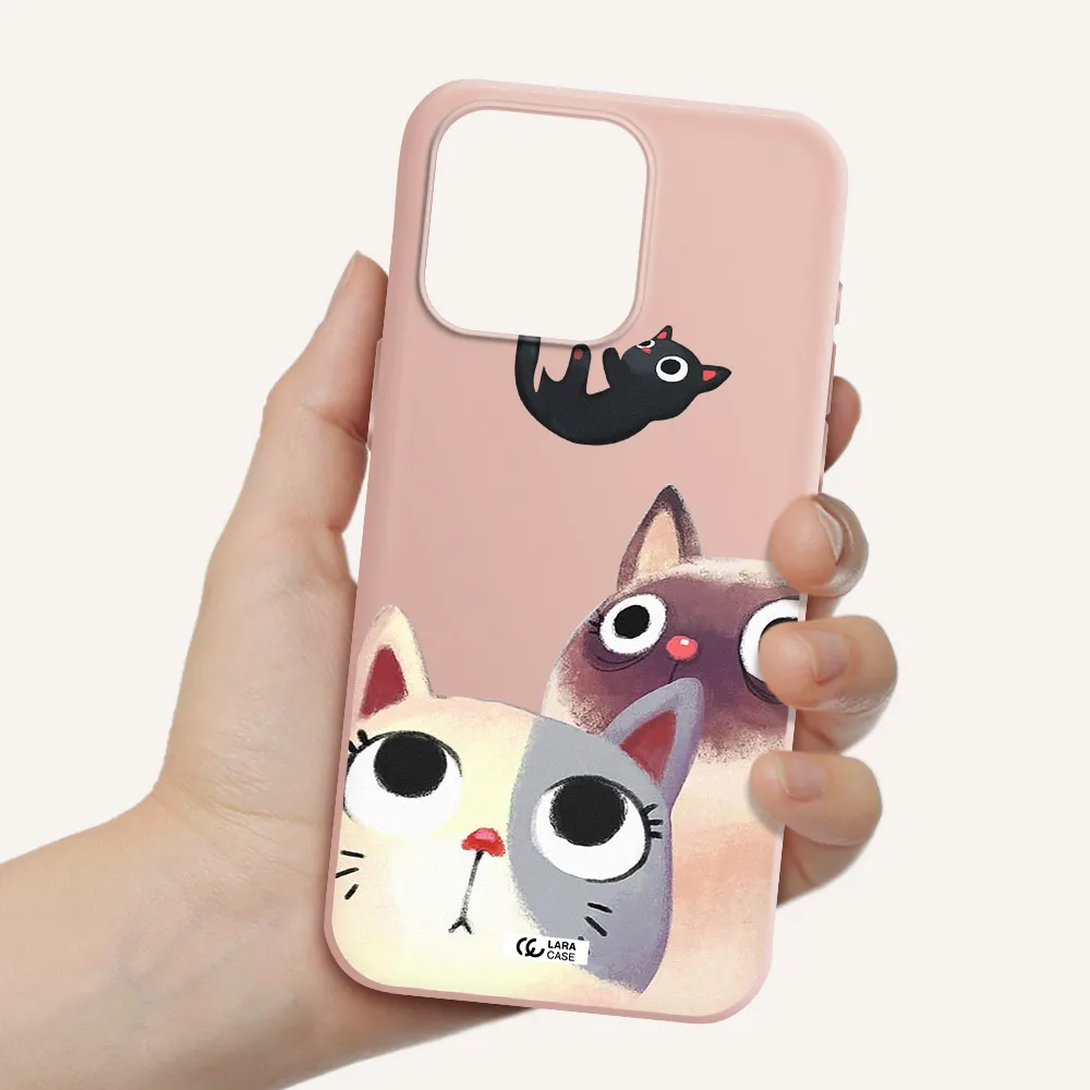 Falling Kitten Watercolor Apple Iphone 15 Pro max Silicone pastel pink Case
