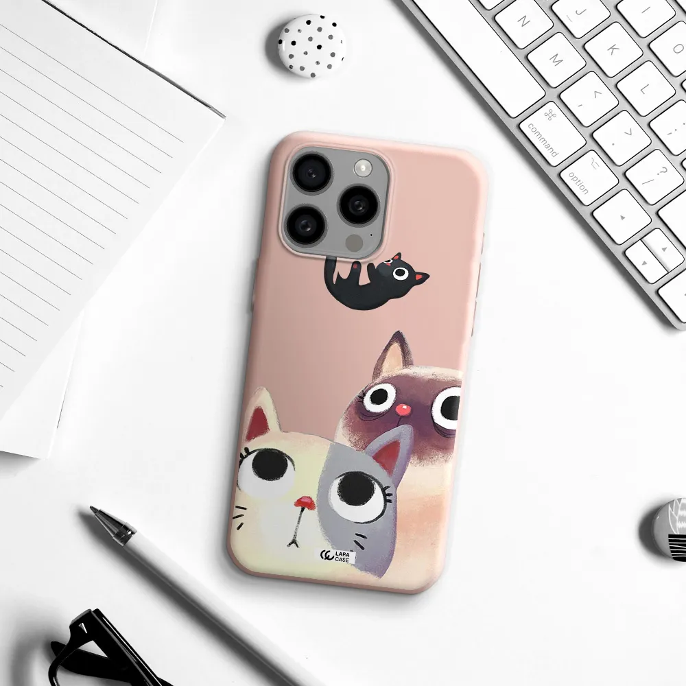 Falling Kitten Watercolor Apple Iphone 15 Pro max Silicone pastel pink Case