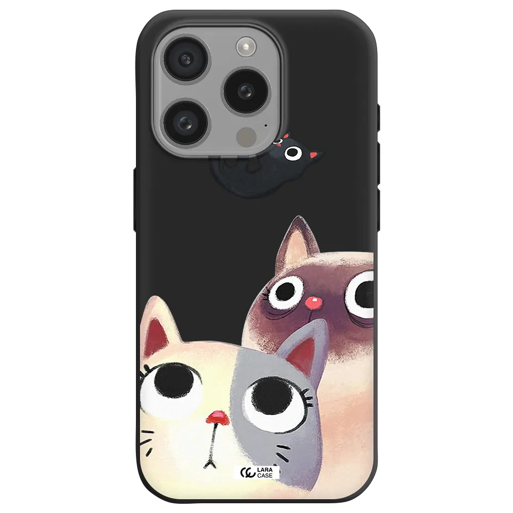 Falling Kitten Watercolor Apple Iphone 15 Pro Silicone Black Case