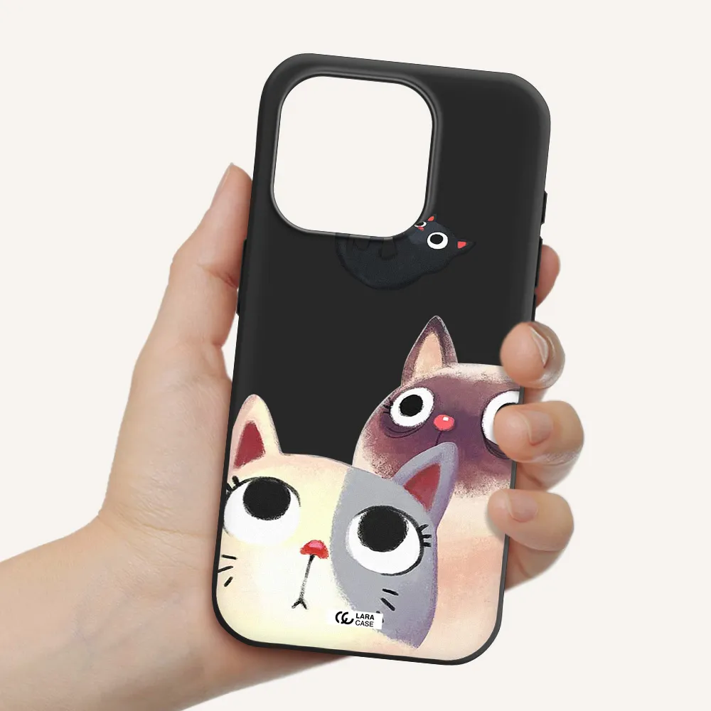 Falling Kitten Watercolor Apple Iphone 15 Pro Silicone Black Case