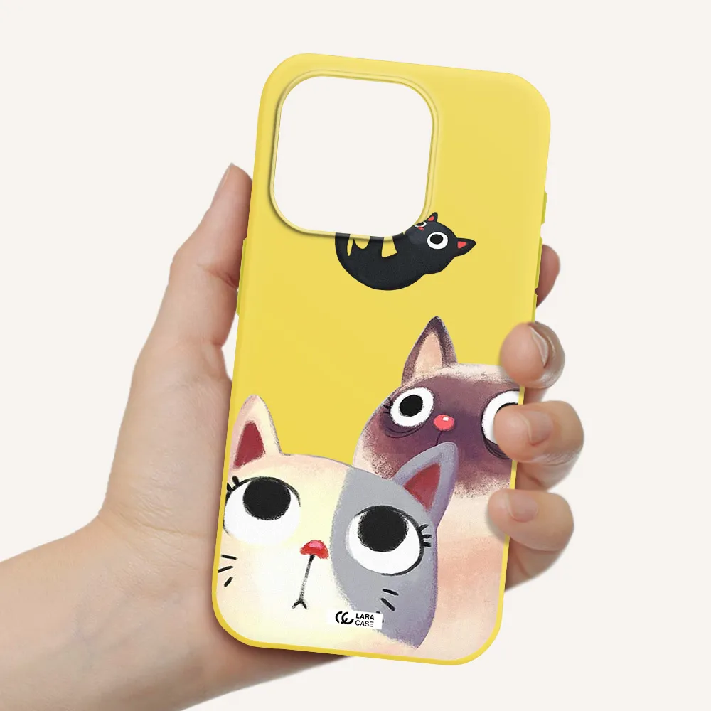 Falling Kitten Watercolor Apple Iphone 15 Pro Silicone Canary Yellow Case