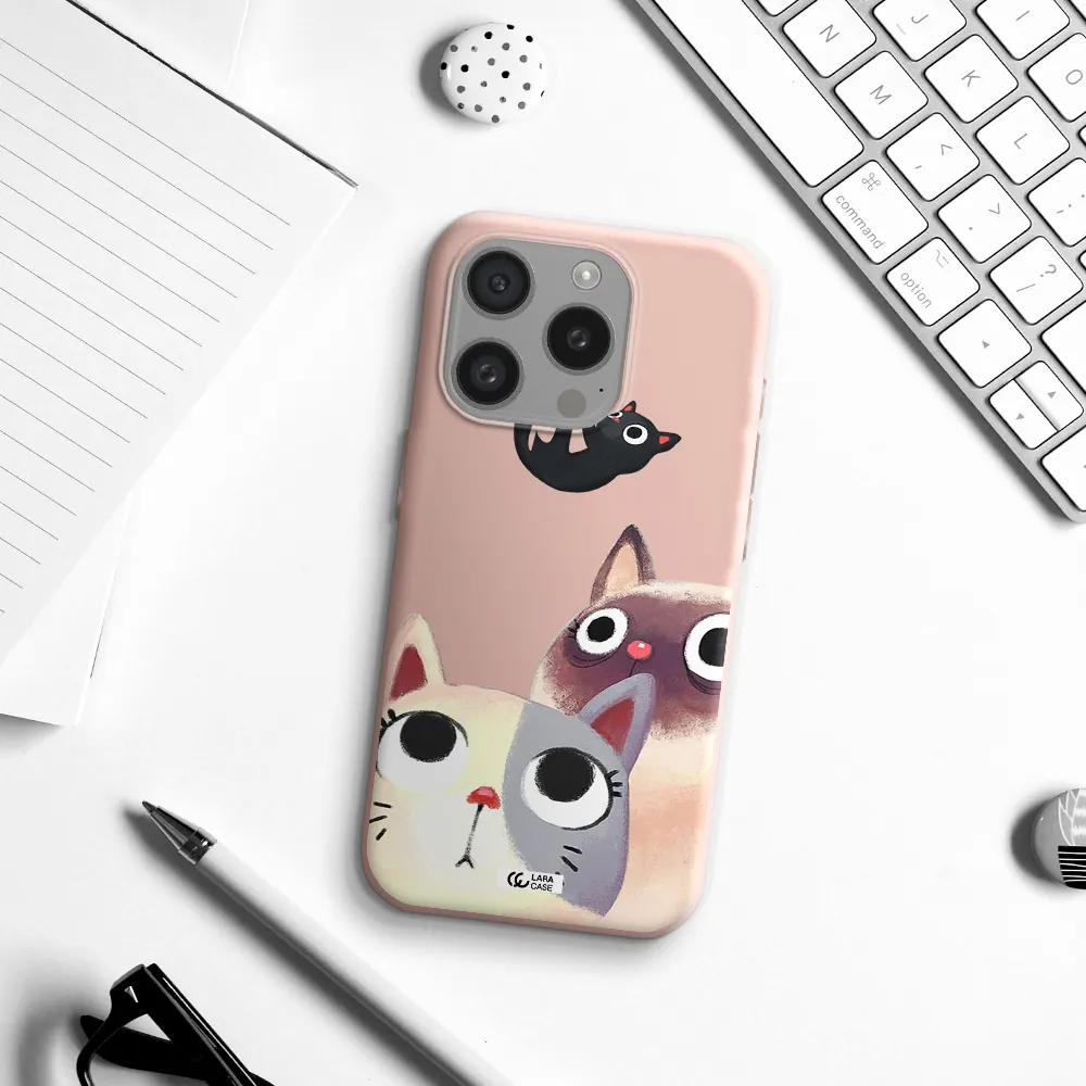 Falling Kitten Watercolor Apple Iphone 15 Pro Silicone Pastel Pink Case