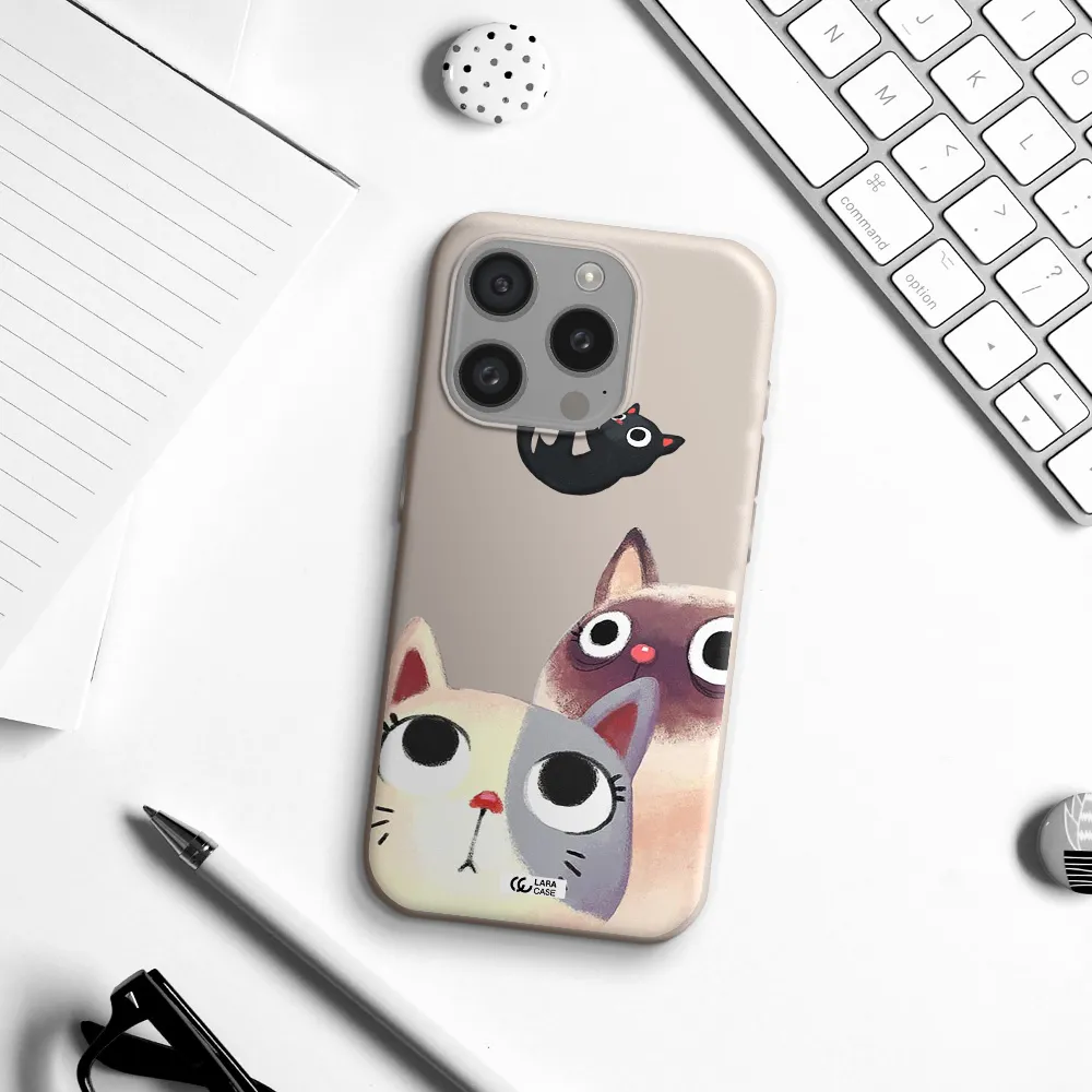 Falling Kitten Watercolor Apple Iphone 15 Pro Silicone Stone Case