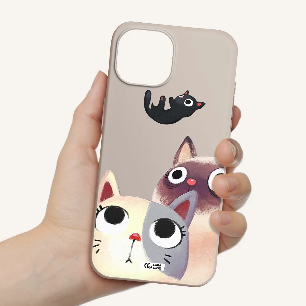 Falling Kitten Watercolor Apple iPhone 15 Silicone Stone Case