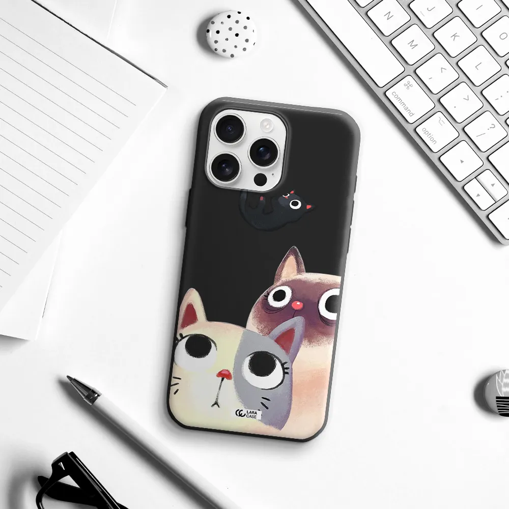 Falling Kitten Watercolor Apple Iphone 16 Pro Max Silicone Black Case