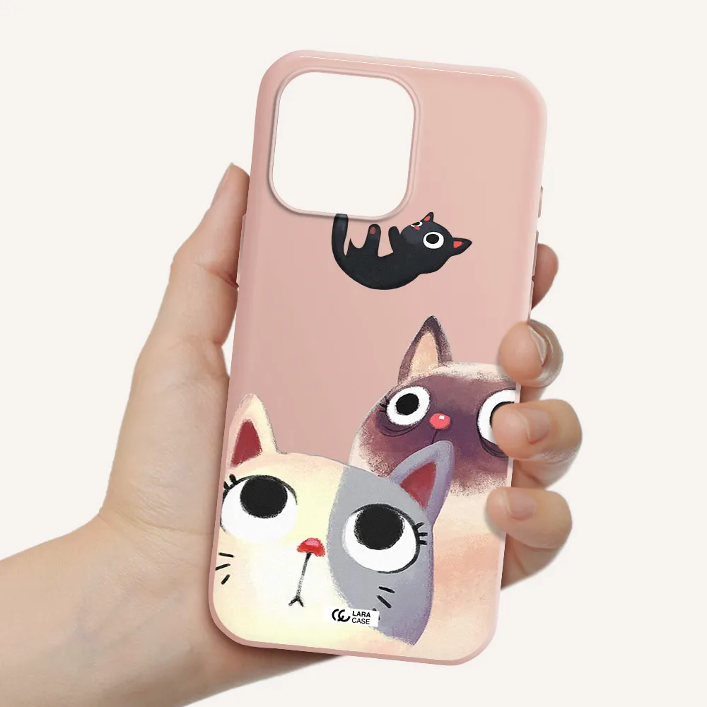 Falling Kitten Watercolor Apple Iphone 16 Pro Max Silicone Pastel Pink Case