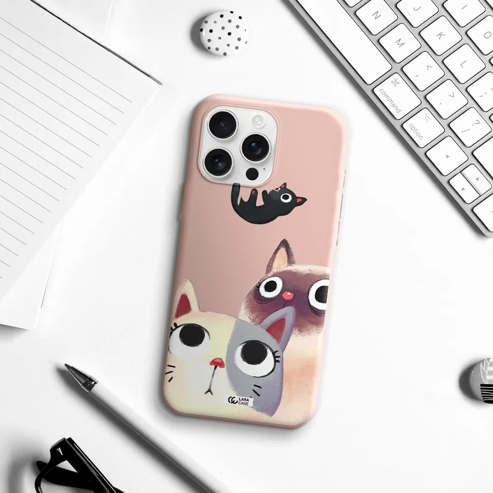 Falling Kitten Watercolor Apple Iphone 16 Pro Max Silicone Pastel Pink Case