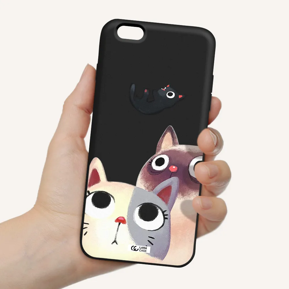 Falling Kitten Watercolor Apple iPhone 6 plus Silicone black Case