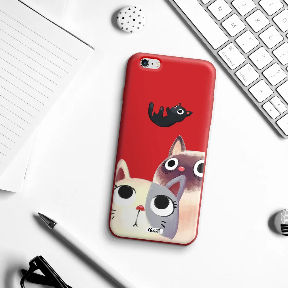 Falling Kitten Watercolor Apple iPhone 6 plus Silicone Imperial Red Case
