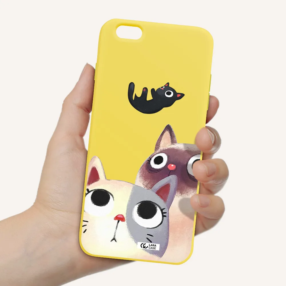 Falling Kitten Watercolor Apple iPhone 6 s plus Silicone canary yellow Case