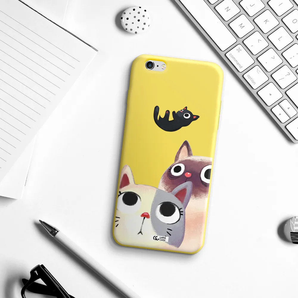 Falling Kitten Watercolor Apple iPhone 6 s plus Silicone canary yellow Case
