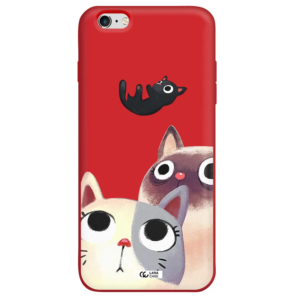Falling Kitten Watercolor Apple iPhone 6 s plus Silicone Imperial Red Case