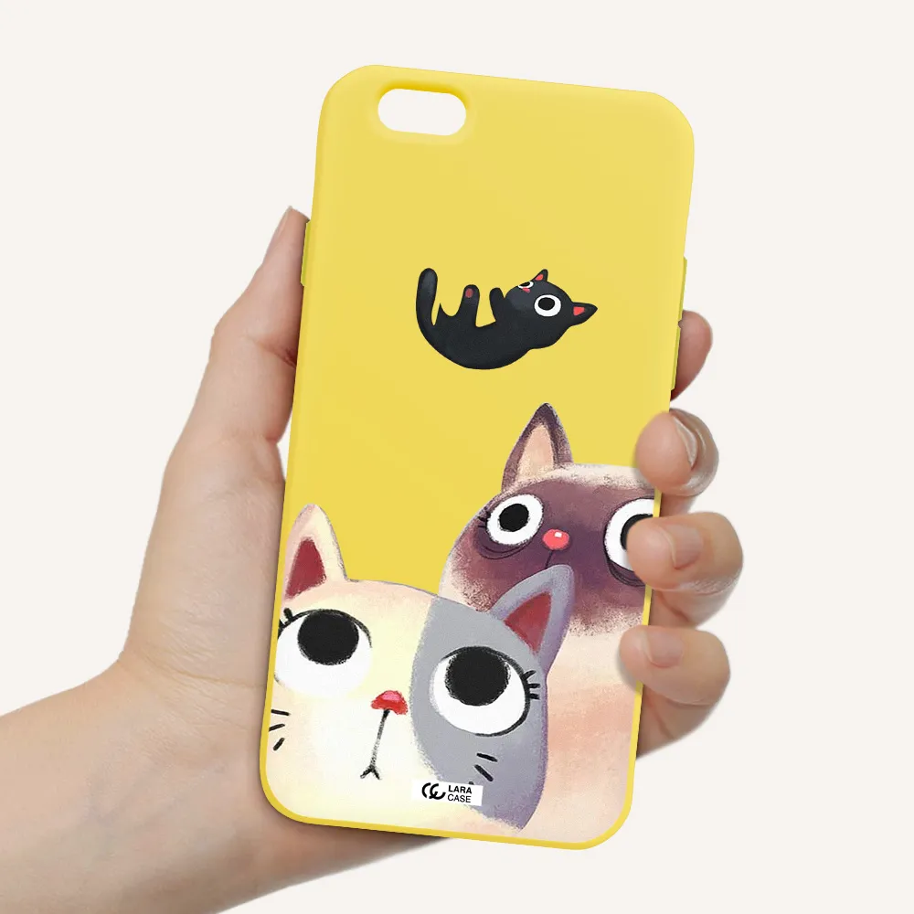 Falling Kitten Watercolor Apple iPhone 6 Silicone canary yellow Case
