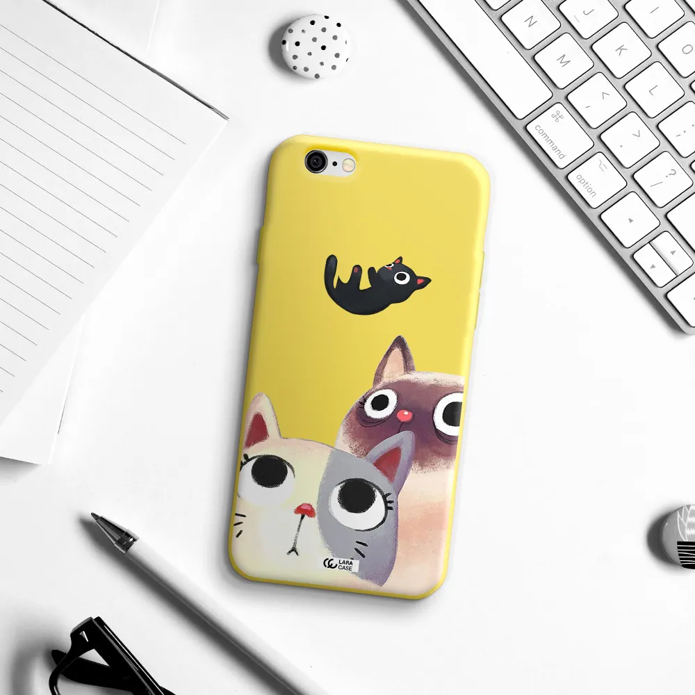 Falling Kitten Watercolor Apple iPhone 6 Silicone canary yellow Case