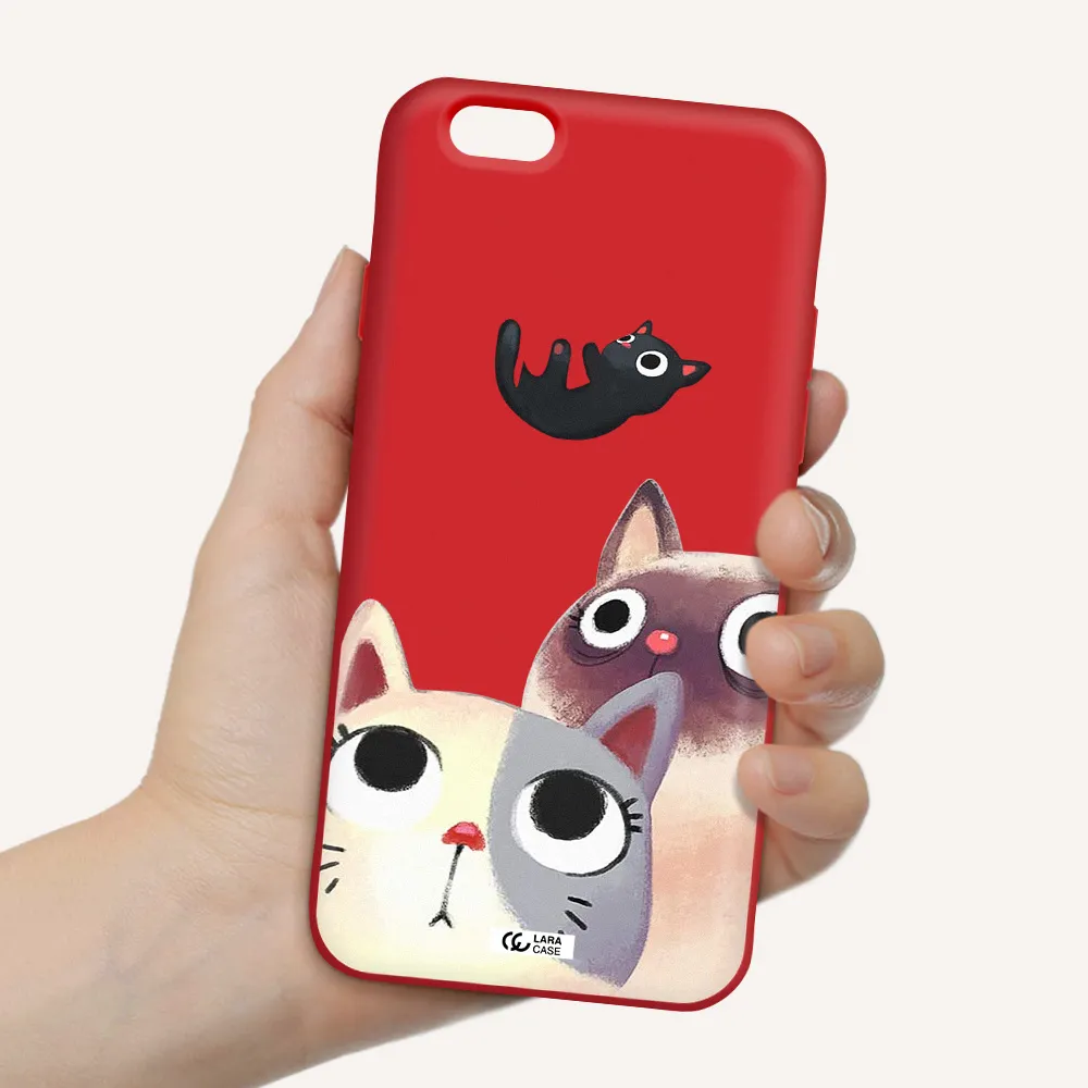 Falling Kitten Watercolor Apple iPhone 6 Silicone Imperial Red Case
