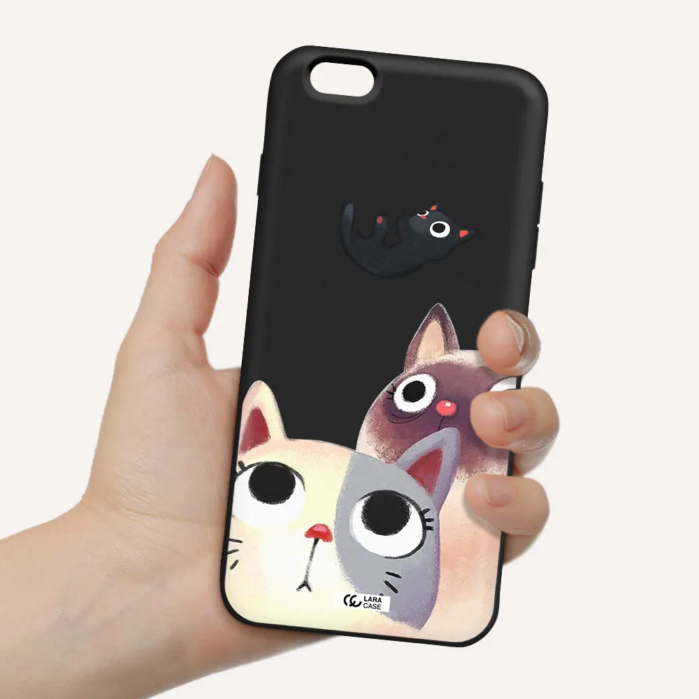 Falling Kitten Watercolor Apple iPhone 6S Silicone black Case