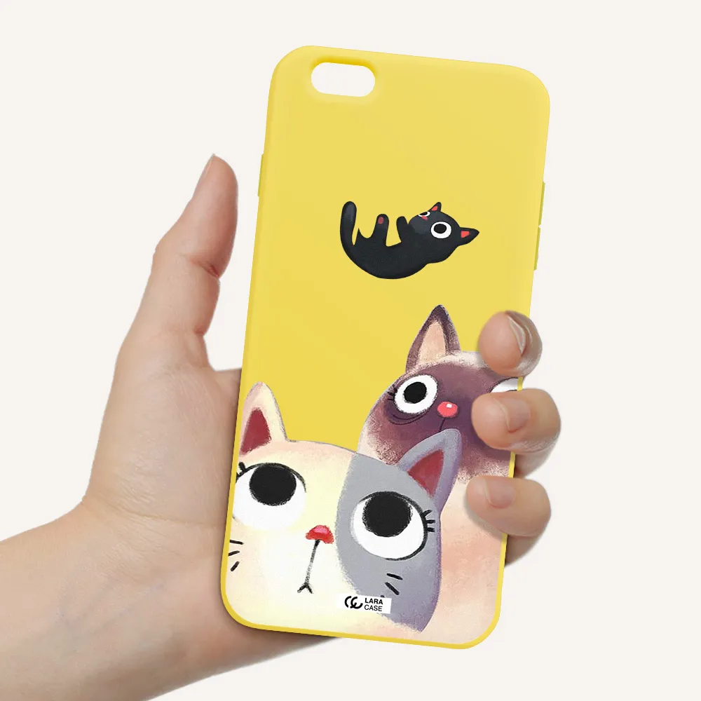 Falling Kitten Watercolor Apple iPhone 6S Silicone canary yellow Case