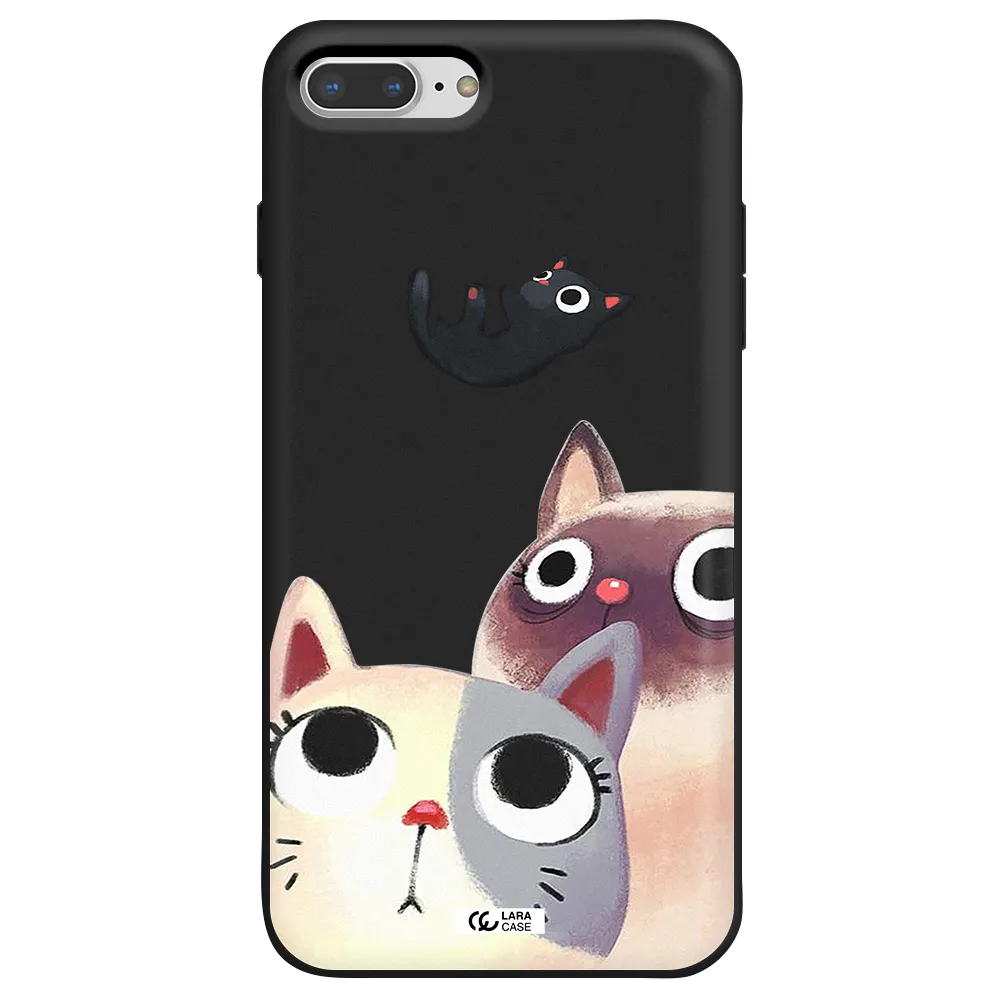 Falling Kitten Watercolor Apple iPhone 7 plus Silicone black Case