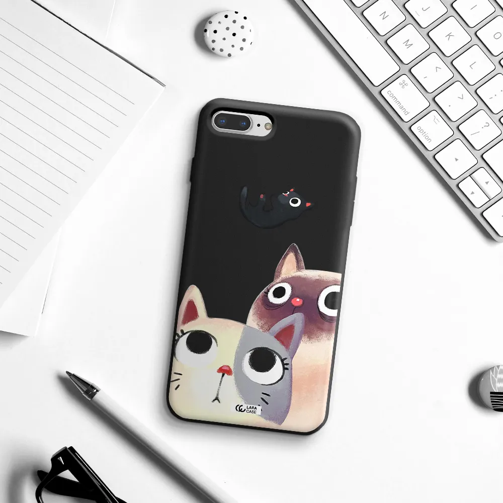 Falling Kitten Watercolor Apple iPhone 7 plus Silicone black Case